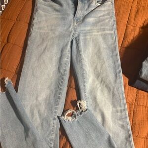 American Eagle Outfitters Light Blue Ripped Skinny Jeans